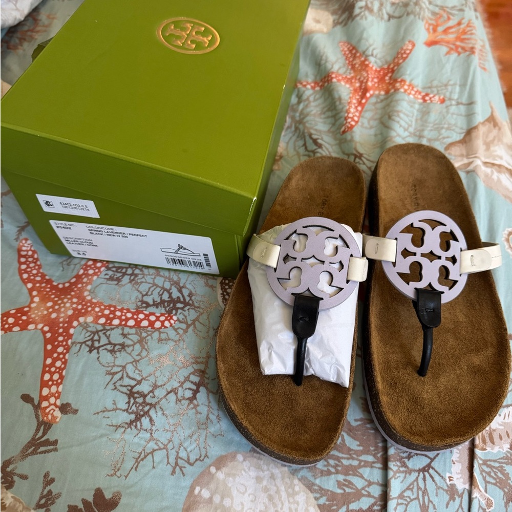 Tory Burch Miller Cloud lavender, black, and white 8.5